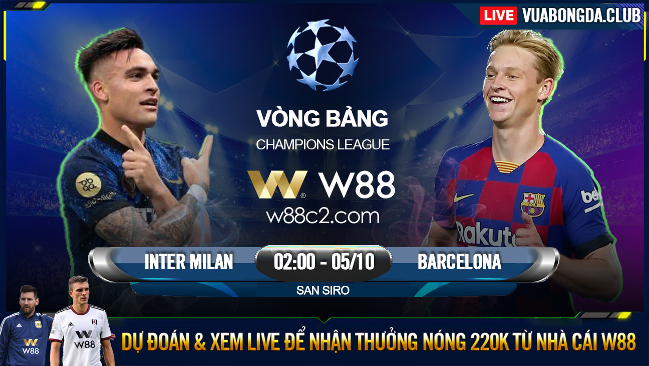 Read more about the article [W88 – MINIGAME] INTER MILAN – BARCELONA | CHAMPIONS LEAGUE | LẤN ĐỘI CHỦ NHÀ