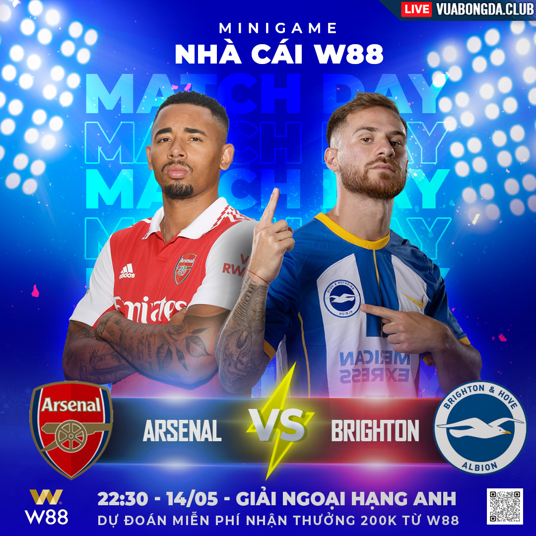 You are currently viewing [W88 – MINIGAME] ARSENAL – BRIGHTON| NGOẠI HẠNG ANH | CẠNH TRANH KHỐC LIỆT