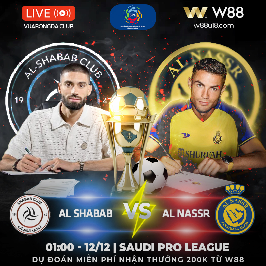 Read more about the article [W88 – MINIGAME] AL SHABAB – AL NASSR | SAUDI PRO LEAGUE | BÁM ĐUỔI TOP ĐẦU