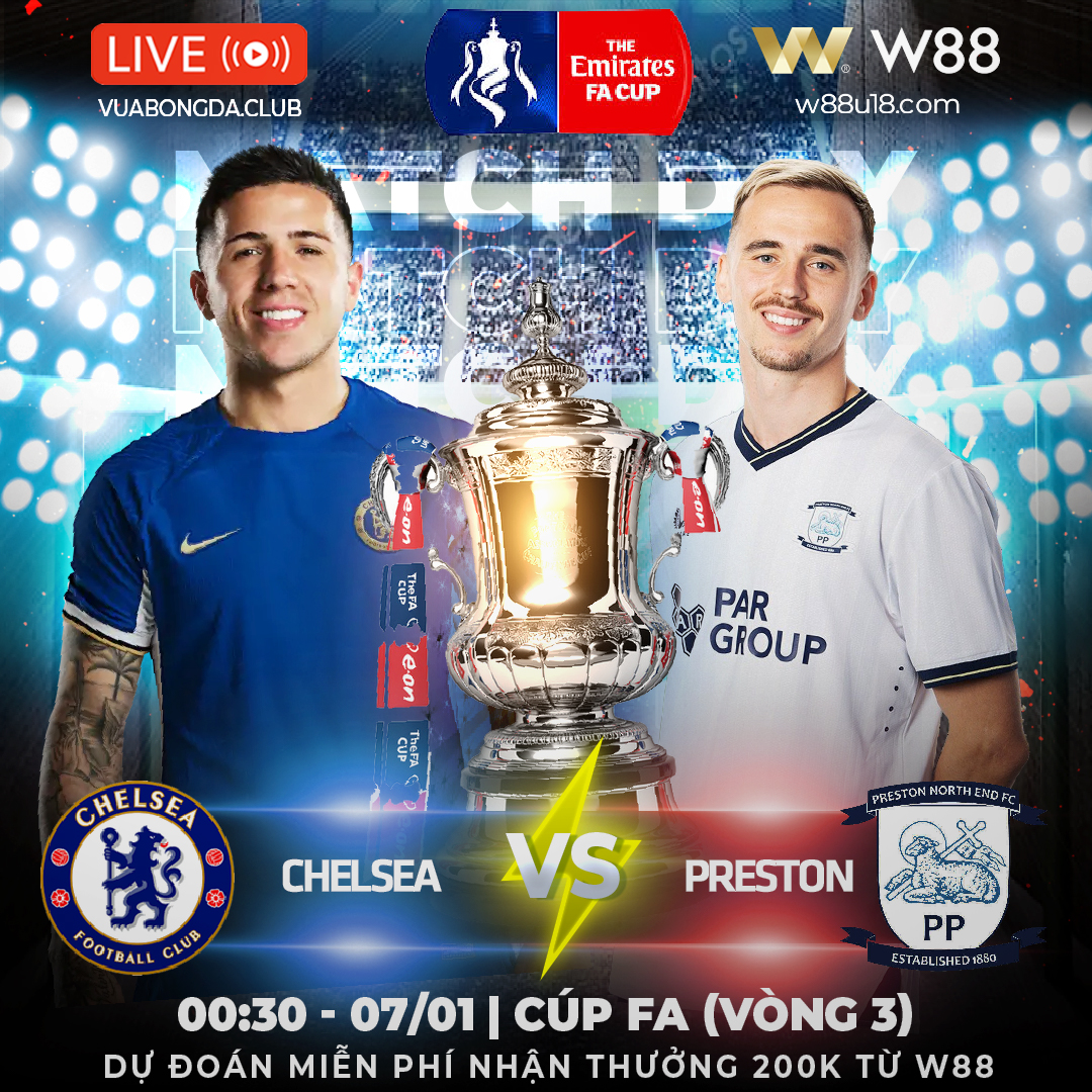 Read more about the article [W88 – MINIGAME]  CHELSEA VS PRESTON NORTH END| CÚP FA VÒNG 3| PRESTON THẮNG KÈO, CHELSEA THẮNG TRẬN