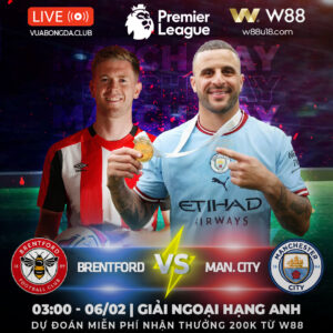 Read more about the article [W88 – MINIGAME] BRENTFORD – MAN. CITY | NGOẠI HẠNG ANH | NHÀ VUA CÓ VUI?