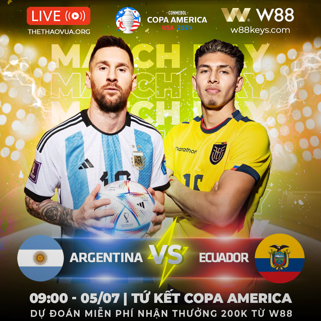 You are currently viewing [W88 – MINIGAME] | ARGENTINA – ECUADOR | TỨ KẾT COPA