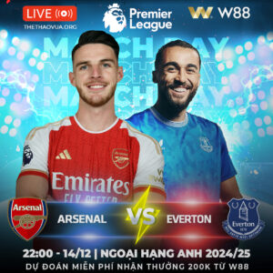 Read more about the article [W88 – MINIGAME] ARSENAL – EVERTON | THẾ TRẬN MỘT CHIỀU