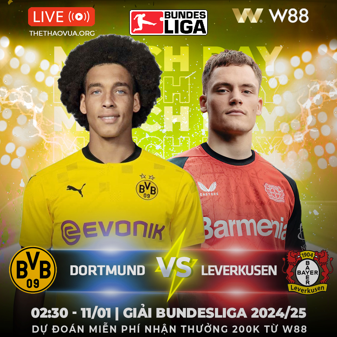 Read more about the article [W88 – MINIGAME] DORTMUND – LEVERKUSEN | ĐIỂM TỰA SÂN NHÀ